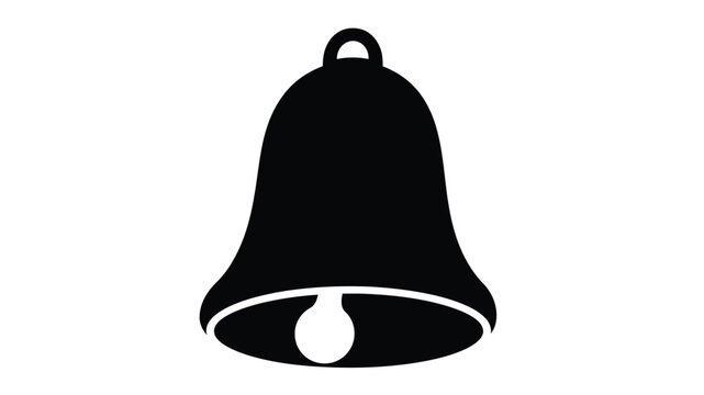 A simple black bell design on a white background silhouette