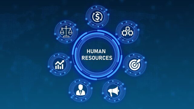 Human Resources Concept With Icons And World Map Background employee benefits business