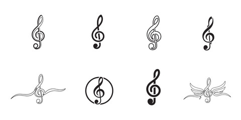 Modern Music Notes Vector Illustration – Abstract Sound Wave Design Isolated on White © TasnimRahman