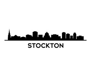 Fototapeta premium Stockton city skyline silhouette with buildings and spires urban landscape