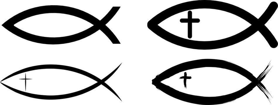ichthys or ichthus or jesus fish symbol.fish christian icon set.flat religious.for religious education, logo design, decals, stickers, and spiritual themed graphics.vector illustration