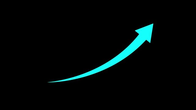 Dynamic teal arrow soaring upwards with a smooth curve on a black backdrop, representing forward momentum, achievement, and positive financial trends.
