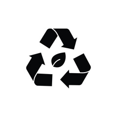 Obraz premium Recycle symbol with leaf eco-friendly logo sustainability icon.