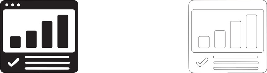 Verified analytics. Vector icon of performance dashboard.