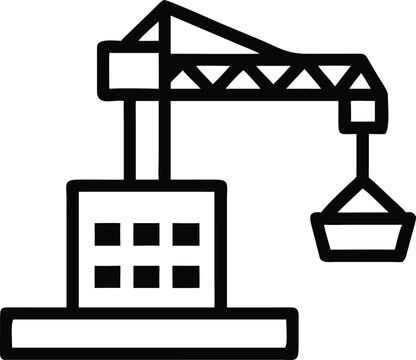 Industrial Tower Crane Lifting Materials at a Construction Building Site