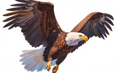 Fototapeta premium Bold Eagle Emblem Representing Freedom and Strength Isolated on White Background.