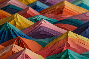 Colorful cut paper hills