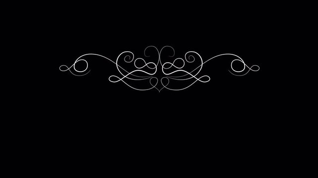 Elegant White Flourish Design on Black Background for Creative Projects.