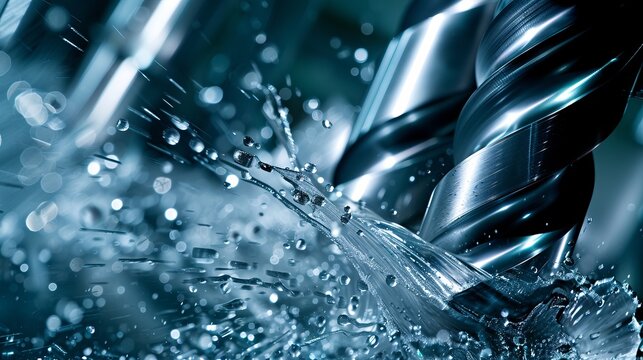 Close up image of iron metal shavings from cnc drilling lathe machine in industrial setting