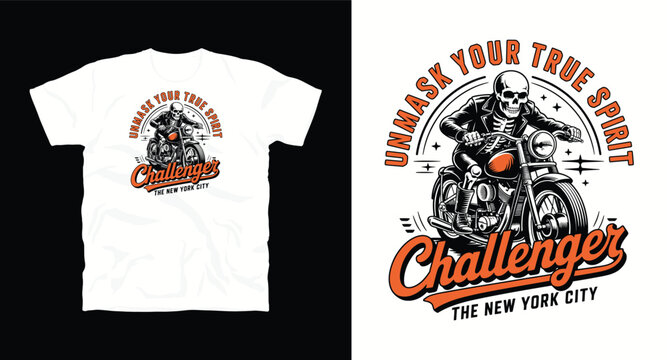 Skeleton biker on motorcycle unmask your true spirit challenger new york city