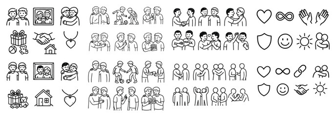 Obraz premium Diverse relationships and emotions illustrated icons