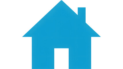 Simple blue house icon with chimney and doorway