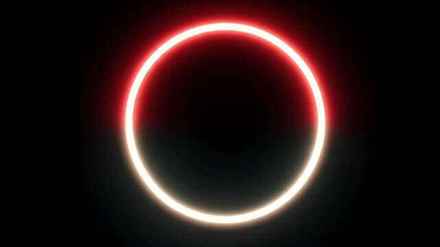 Glowing red and white oval shape on black background with neon light effect