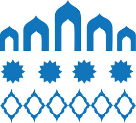 Blue geometric patterns with arches and stars