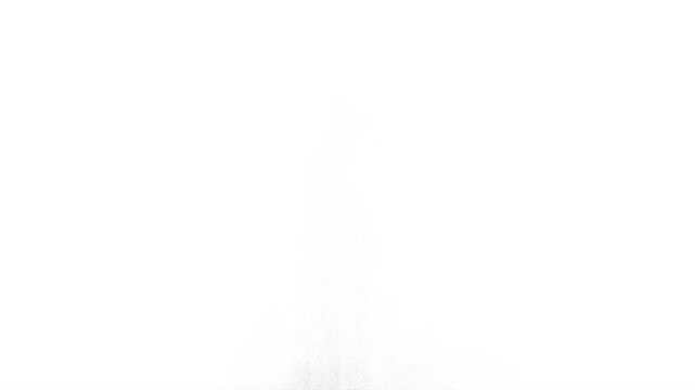 Explosive Soil Rise on White. A column of soil and dust rises into the air from the explosion. Isolated on white. Use in blend modes to simulate a battlefield