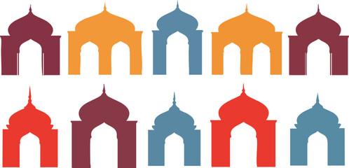 Colorful islamic arches and domes © JANNATUL FERDOUSH