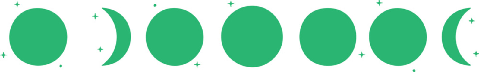 Green moon phases with stars © JANNATUL FERDOUSH