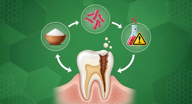 The detrimental cycle of tooth decay how sugar and bacteria lead to acid formation and cavities, impacting oral health