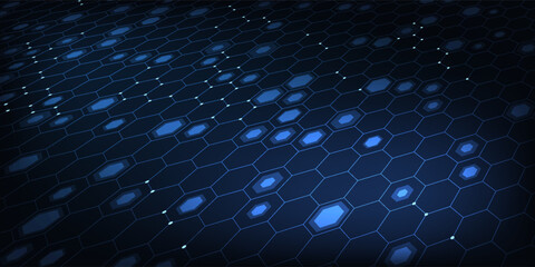 Abstract technology blue hexagons pattern background for Network connection concept with mesh dots and lines innovation. Vector illustration