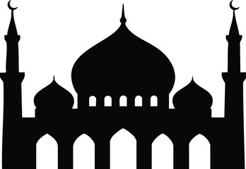 Silhouette of mosque with domes and minarets © JANNATUL FERDOUSH