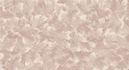 Obraz premium Cartoon seamless beige feathery foliage pattern for soft nature texture background design