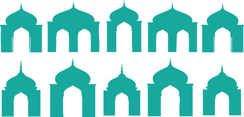 Ten teal islamic arches with domes © JANNATUL FERDOUSH