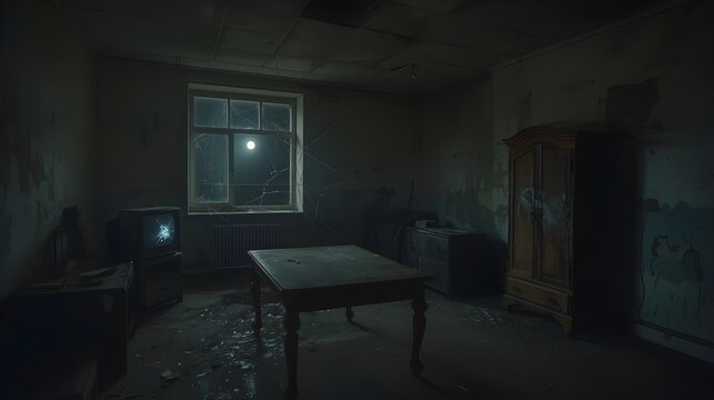 outdated hotel room interior