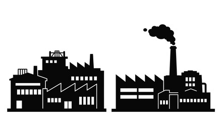 Industrial cityscape with factories and smokestacks a striking silhouette © Golam Rabbi