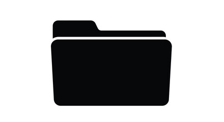 Simple black folder icon on a white background a stark silhouette