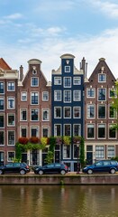 Amsterdam Canal Houses - A picturesque view of historic architecture along the waterway.