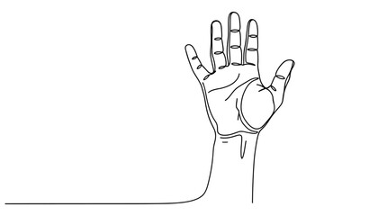 Fototapeta premium Hand Reaching Up Continuous Line Art – Hope and Aspiration Minimalist Vector