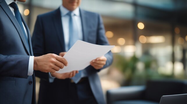 Private equity firm partners reviewing company acquisition documents in a modern corporate boardroom, ideal for private equity investment, corporate finance, business acquisition, wealth