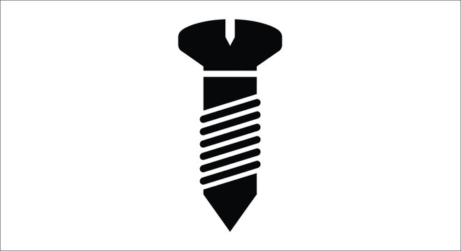 A black screw icon is prominently displayed as a silhouette