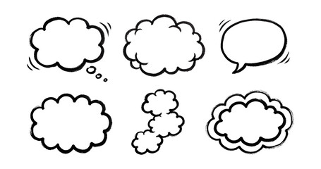 Obraz premium Brush-ink comic thought clouds illustrations set.