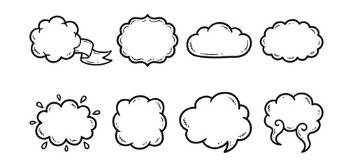 Comic cloud labels black-ink .