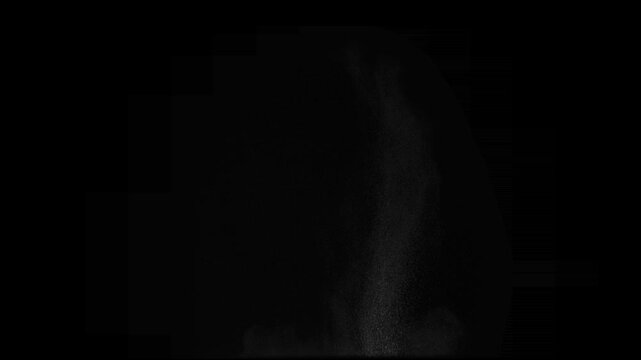 Fountain of Soil from a Bullet Hit. A column of soil and dust rises into the air from the explosion. Isolated on black. Use in blend modes to simulate a battlefield