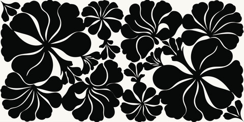 Hand drawn black hibiscus flower illustration on white background for botanical print and floral textile design or elegant wedding invitation card and organic beauty decoration © SaHeD