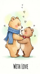 Loving Bears - A Heartwarming Illustration of Affection and Togetherness.