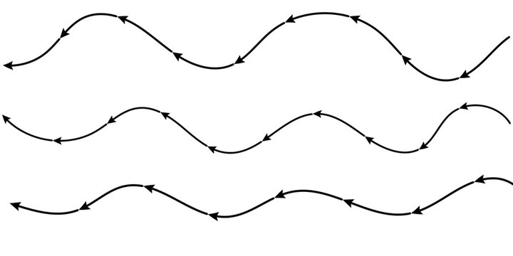Minimalist Black Winding Arrow Path Icon on White Background, Symbol for Process Flow, Progress, and Business Journey design