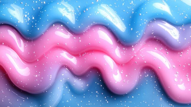 Shiny, glittery, pink and blue slime