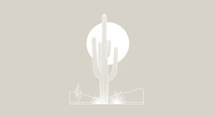 Cactus Silhouette with Full Moon. © Kontol