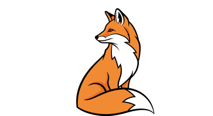 Obraz premium Cartoon Fox Sitting Profile View.