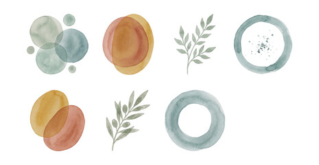 Abstract watercolor botanical blobs .