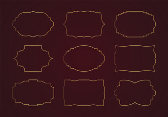 decorative frames of different shapes, luxury golden borders