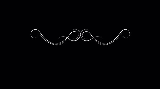 Elegant White Swirls on Black Background - Abstract Design Element.