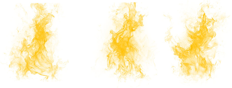 Horizontal yellow watercolor patterns on transparent background