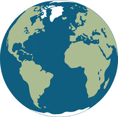 Earth globe illustration with continents and oceans  world map