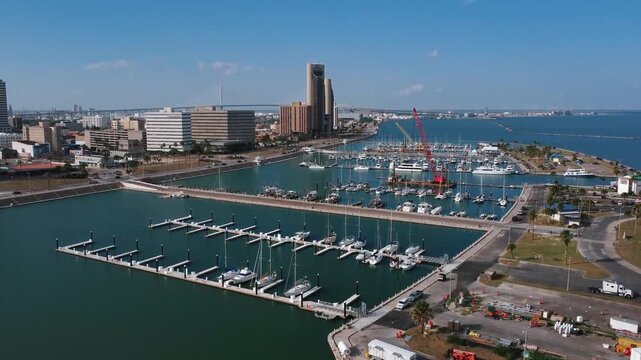 Corpus Christi Bay Harbor Docks / 4K Drone