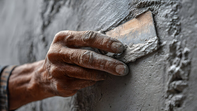 Wizard magic illustration, arcane plasterer man's staff hand casting spell trowel summoning elemental cement golems from mystical concrete wall runes, lightning bolts. (112 chars)&nbsp;​