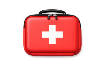 Fototapeta premium Emergency medical first aid kit with cross symbol - healthcare and safety design for posters and brochures